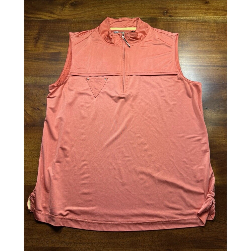 Jamie Sadock Women’s Coral Sleeveless Golf Tennis Pickleball Polo Shirt Sz XL